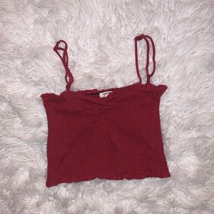 Red cropped tube top with scrunch